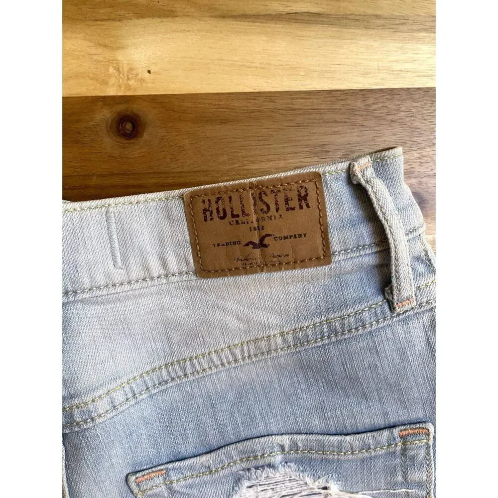 Hollister High Waisted Faded Ripped Shorts Size 25